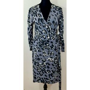 NWOT Veronica M Animal Print Wrap Long Sleeve Dress with Side Tie Women's Large